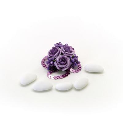 PICK CON ROSE IN POLIFOAM CON PAILLETTES Ø 5 CM 5 PEZZI