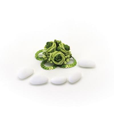 PICK CON ROSE IN POLIFOAM CON PAILLETTES Ø 5 CM 5 PEZZI