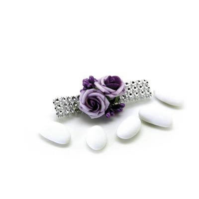 PICK CON ROSE IN POLIFOAM CON NASTRO STRASS LUNGHEZZA 9 CM 5 PEZZI