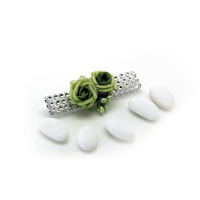 PICK CON ROSE IN POLIFOAM CON NASTRO STRASS LUNGHEZZA 9 CM 5 PEZZI