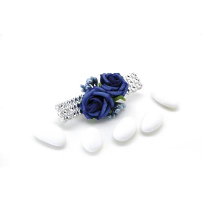 PICK CON ROSE IN POLIFOAM CON NASTRO STRASS LUNGHEZZA 9 CM 5 PEZZI