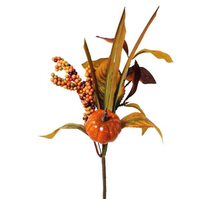 PICK AUTUNNALE CON ZUCCA E BACCHE LUNGHEZZA 27 CM 4 PEZZI