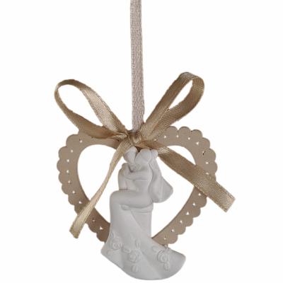 DECORAZIONE CUORE CON SPOSI Ø 5,5 CM 10 PEZZI