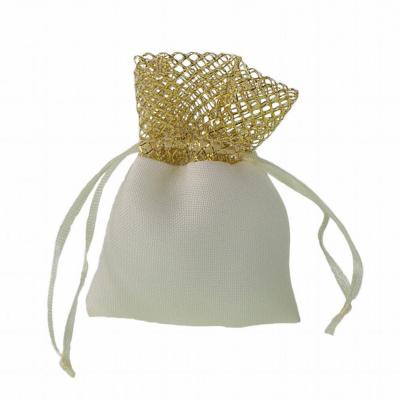 SACCHETTO COTONE CON BORDO RETE E TIRANTE 7X9 CM 10 PEZZI