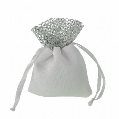 SACCHETTO COTONE CON BORDO RETE E TIRANTE 7X9 CM 10 PEZZI