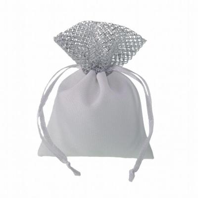 SACCHETTO COTONE CON BORDO RETE E TIRANTE 9X12 CM 10 PEZZI