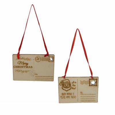 CARTOLINA NATALIZIA IN LEGNO 2 MODELLI ASST LUNGHEZZA 8 CM 10 PEZZI