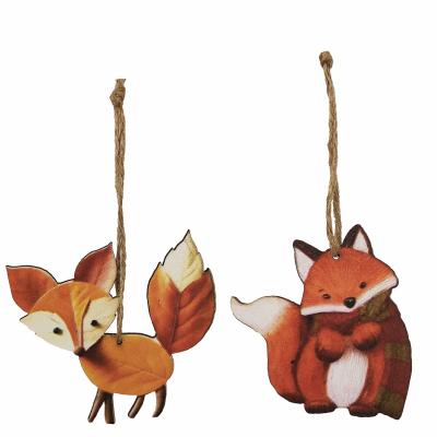 DECORAZIONE VOLPE SCIARPA ROSSA E VOLPE FOGLIE ASST Ø 7 CM 12 PEZZI