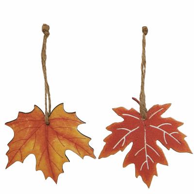 DECORAZIONE FOGLIA ACERO ARANCIO E ROSSA ASST Ø 7 CM 12 PEZZI