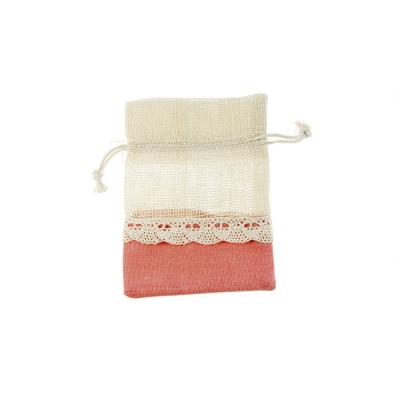 SACCHETTO IN COTONE E RETE CON TIRANTE 10X14 CM 10 PEZZI