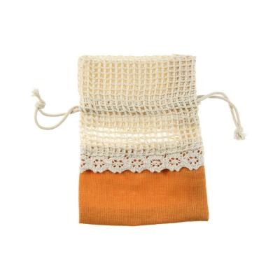 SACCHETTO IN COTONE E RETE CON TIRANTE 10X13 CM 10 PEZZI