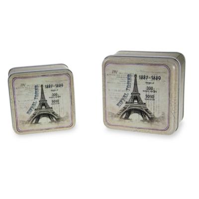 SCATOLA IN METALLO "TOUR EIFFEL" 10X10X5 /9X9X4CM SET 2 PEZZI