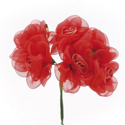 ROSA IN RASO E ORGANZA Ø 5 CM 36 PEZZI