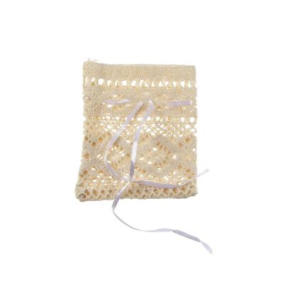 SACCHETTO IN PIZZO DI COTONE NATURALE CON TIRANTE 10X12 CM 5 PEZZI