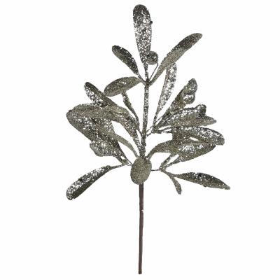 RAMO DI VISCHIO CON GLITTER LUNGHEZZA 23 CM 36 PEZZI