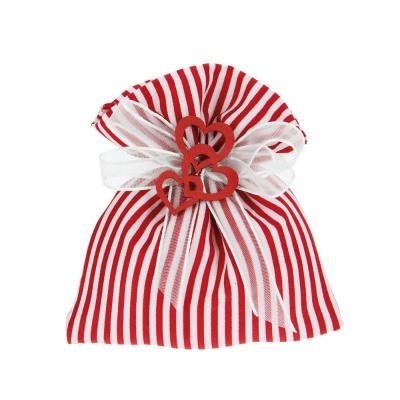 SACCHETTO IN TESSUTO A RIGHE CON TIRANTE 10X13 CM 10 PEZZI