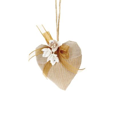 SACCHETTO A CUORE IN COTONE E VOILE Ø 10 CM 10 PEZZI