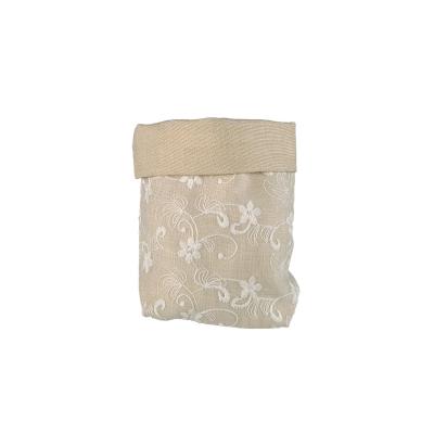SACCHETTO IN COTONE E VELO RICAMATO 15X15 CM 5 PEZZI
