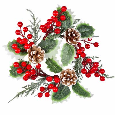 CORONA DI AGRIFOGLIO ARTIFICIALE CON PIGNE Ø 25 CM 10 PEZZI