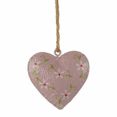 DECORAZIONE DA APPENDERE CUORE IN METALLO DIPINTO Ø 6 CM 4 PEZZI