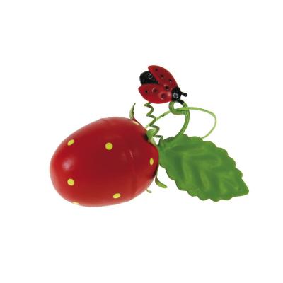 DECORAZIONE IN METALLO DIPINTO FRAGOLA E COCCINELLA ALTEZZA 7 CM 5 PEZZI