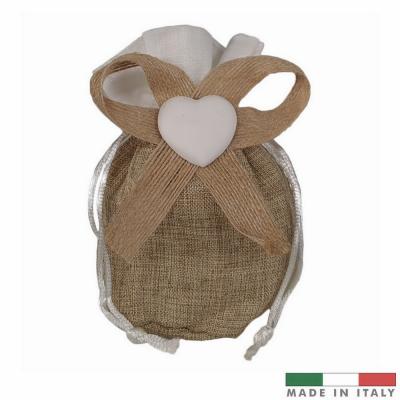 SACCHETTO IN TESSUTO CON TIRANTE E DECORAZIONE 6X10 CM - 20 PEZZI COMPLETO DI OVATTA E BUSTINE - MADE IN ITALY