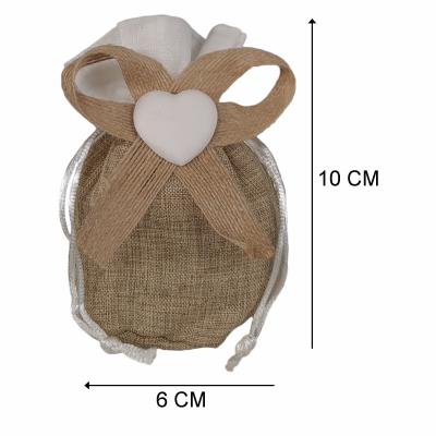 SACCHETTO IN TESSUTO CON TIRANTE E DECORAZIONE 6X10 CM - 20 PEZZI COMPLETO DI OVATTA E BUSTINE - MADE IN ITALY