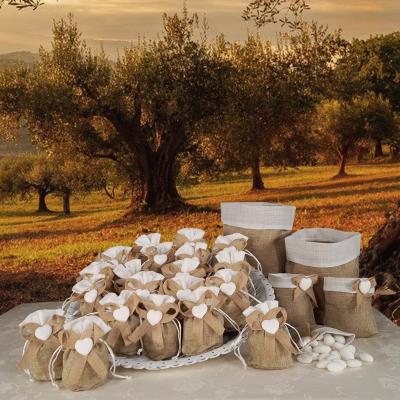 SACCHETTO IN TESSUTO CON TIRANTE E DECORAZIONE 6X10 CM - 20 PEZZI COMPLETO DI OVATTA E BUSTINE - MADE IN ITALY