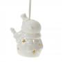 DECORAZIONE DA APPENDERE PUPAZZO DI NEVE IN PORCELLANA CON LED ALTEZZA 9 CM 4 PEZZI