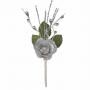 PICK CON ROSA IN LAME' E PISTILLI LUNGHEZZA 15 CM 10 PEZZI