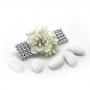 PICK CON GARDENIA IN TESSUTO CON NASTRO STRASS LUNGHEZZA 9 CM 5 PEZZI