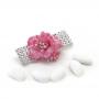 PICK CON GARDENIA IN TESSUTO CON NASTRO STRASS LUNGHEZZA 9 CM 5 PEZZI