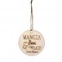 DECORAZIONE IN LEGNO "MANGIA BEVI E SII FELICE!" Ø 10 CM 6 PEZZI