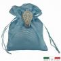 SACCHETTO IN TESSUTO CON TIRANTE E DECORAZIONE   10X12 CM - 10 PEZZI COMPLETO DI OVATTA E BUSTINE - MADE IN ITALY